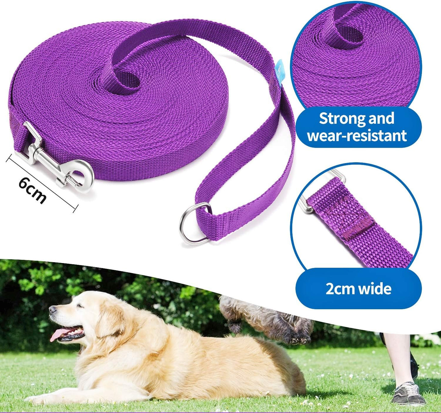 15203050100 Ft Long Dog Training Leash with Clickers for Small